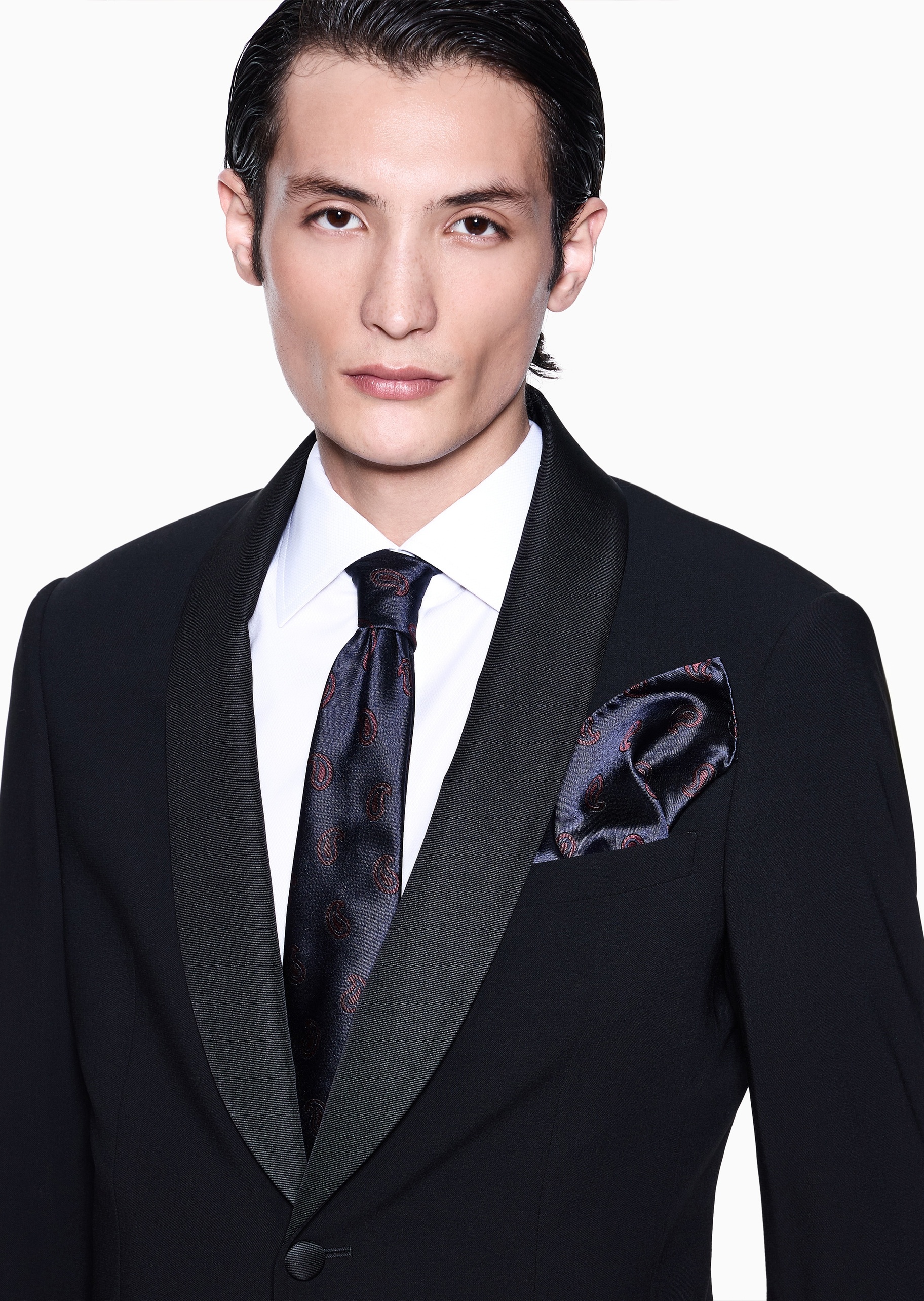 Giorgio Armani 男士纯棉长袖翻领商务正装纯色衬衫