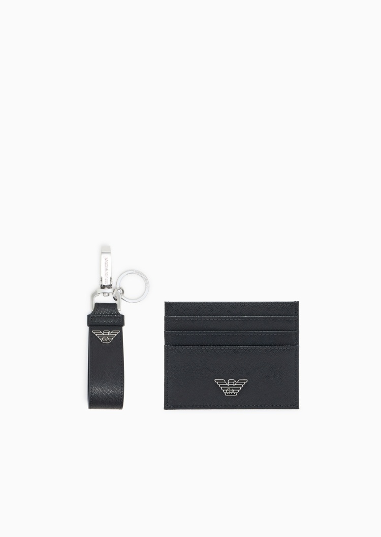 Emporio Armani 男士多卡位轻便商务卡夹钥匙扣皮具套装