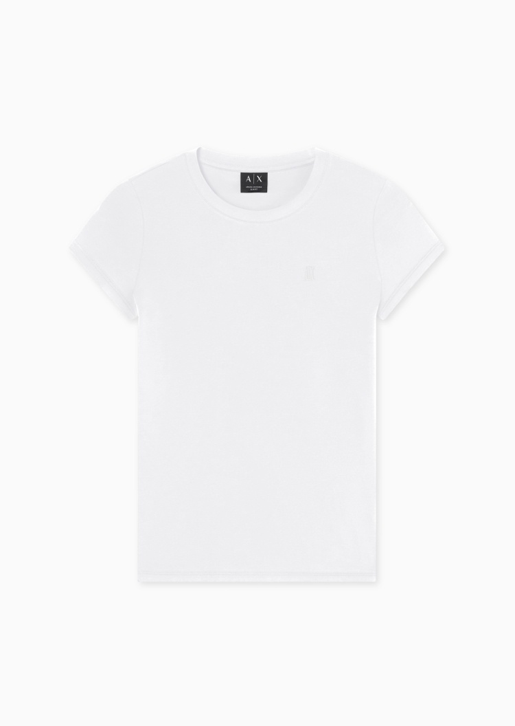 ARMANI EXCHANGE 女士轻薄修身短袖圆领正肩刺绣T恤