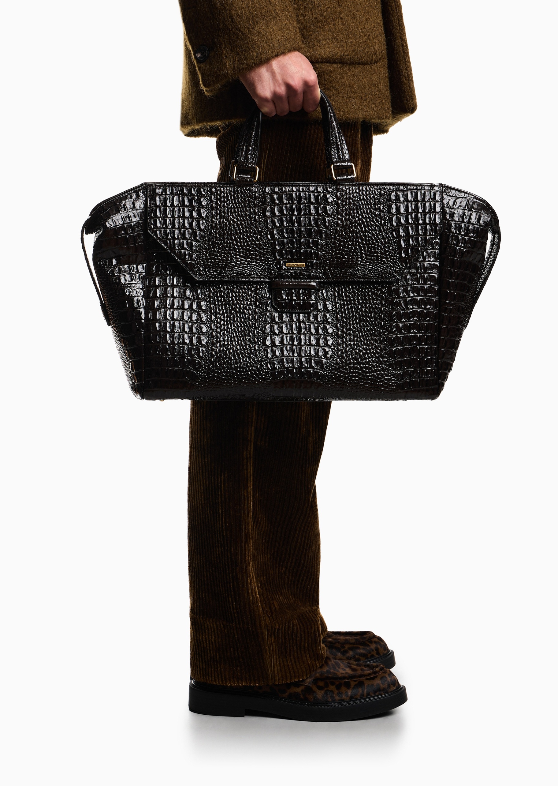 Emporio Armani 易烊千玺同款男士秀场同款牛皮革手提公文包