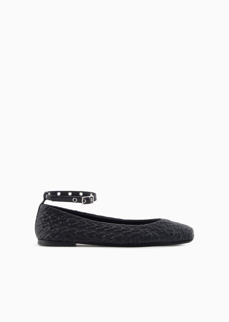 Emporio Armani 女士牛皮压花休闲玛丽珍平底芭蕾鞋