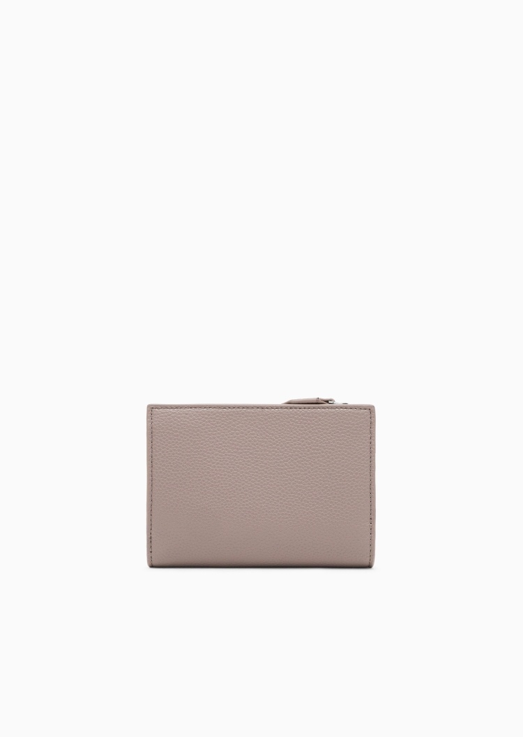 Emporio Armani 女士按扣三折多卡位鹿皮纹手拿钱包