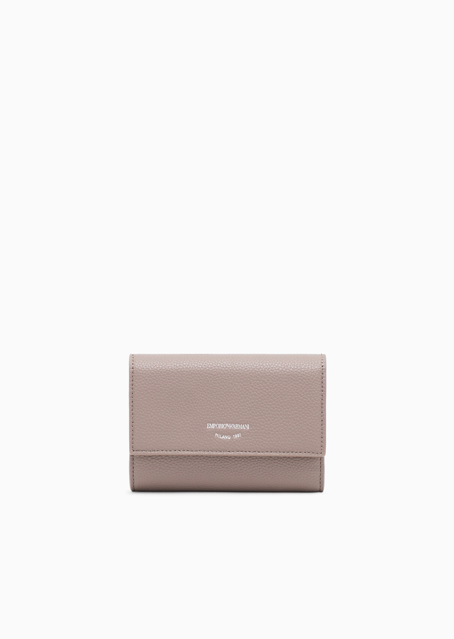 Emporio Armani 女士按扣三折多卡位鹿皮纹手拿钱包