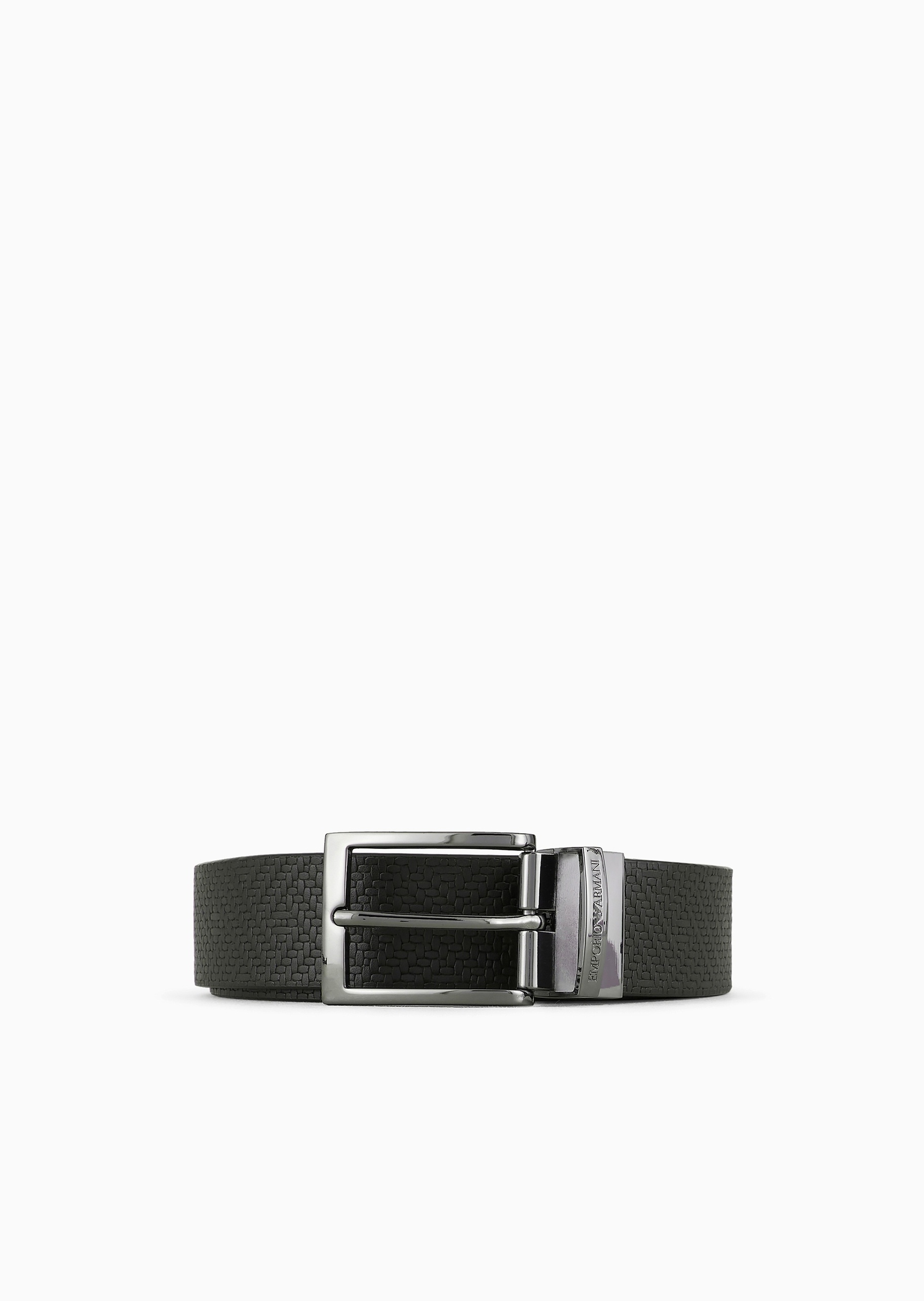 Emporio Armani 男士双面两用时尚编织纹理针扣腰带