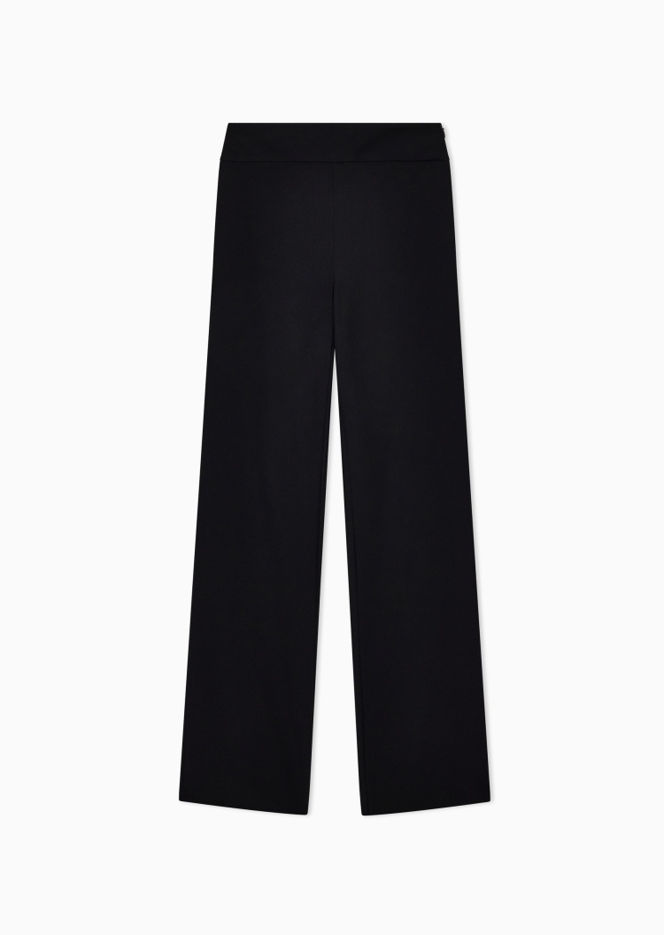 Emporio Armani 女士合身高腰长款直筒阔腿纯色休闲裤