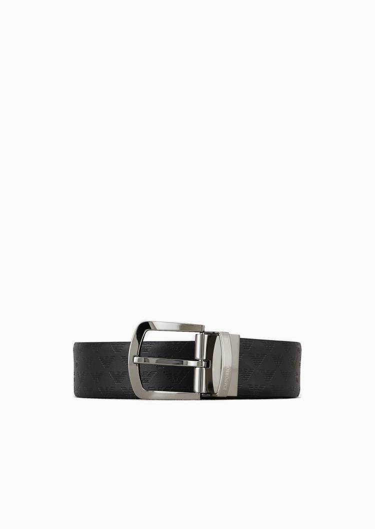 Emporio Armani 男士双面Logo压花复古商务针扣腰带宽