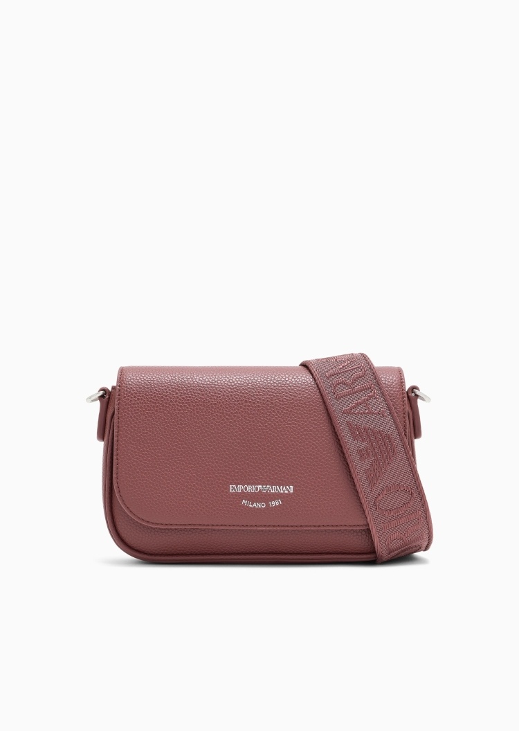Emporio Armani 女士磁扣荔枝纹商务通勤单肩斜挎迷你包