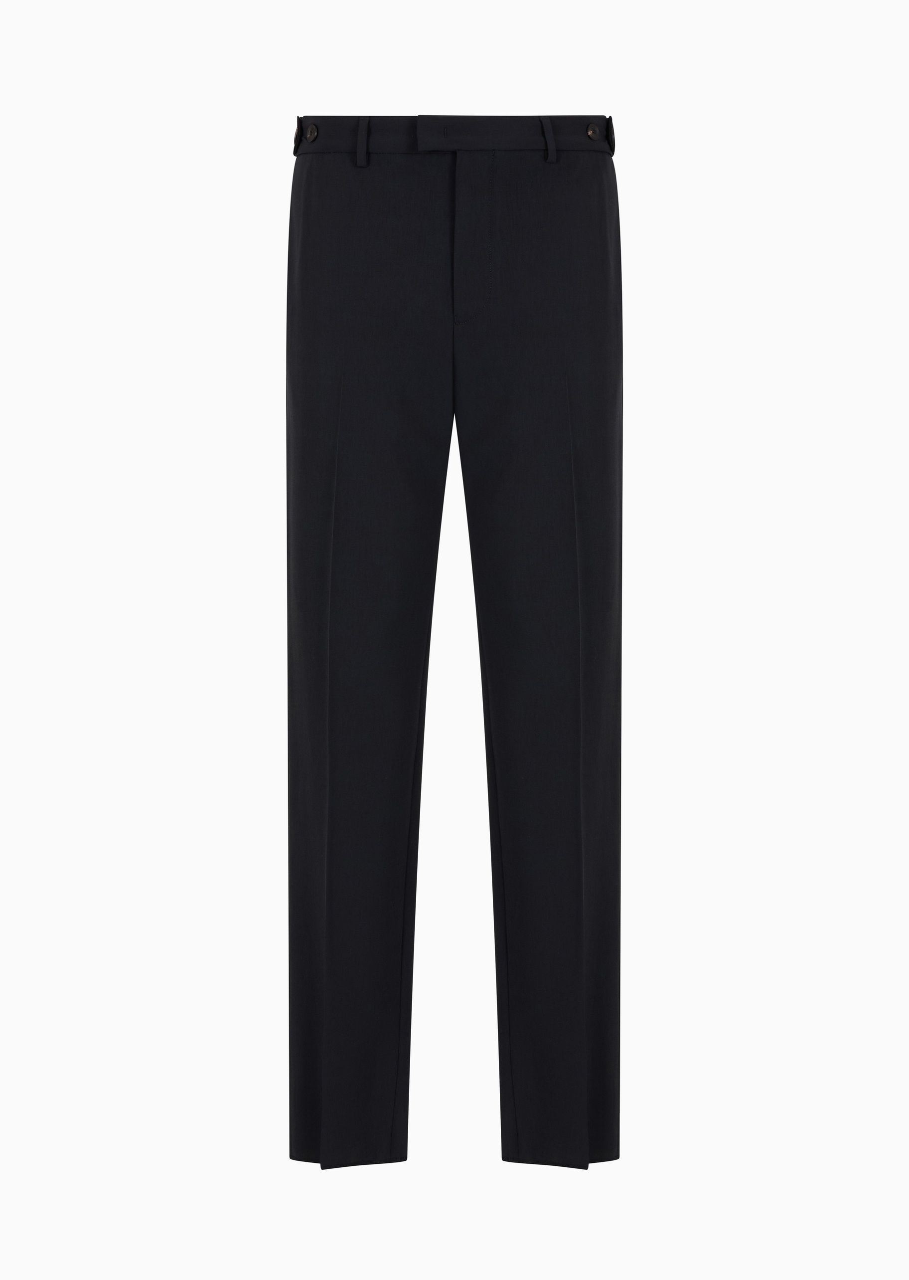 Emporio Armani 男士绵羊毛弹力合身长款直筒纯色休闲裤
