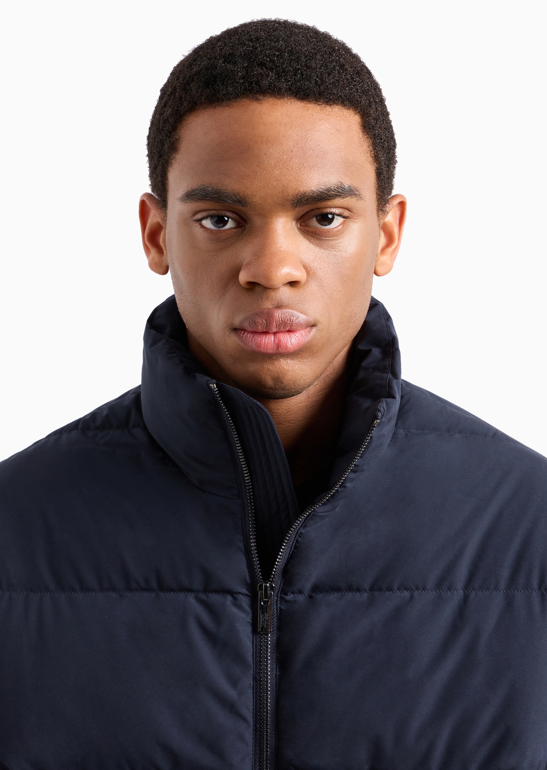 Emporio Armani 男士宽松长袖中长款立领微落肩羽绒服