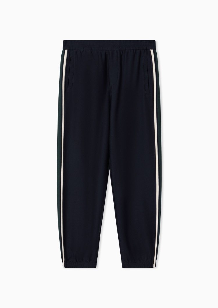 Emporio Armani 男士宽松锥形条纹休闲运动卫裤