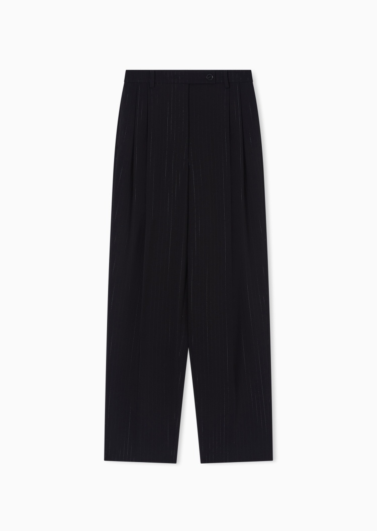 Emporio Armani 女士宽松直筒商务垂感休闲西装裤