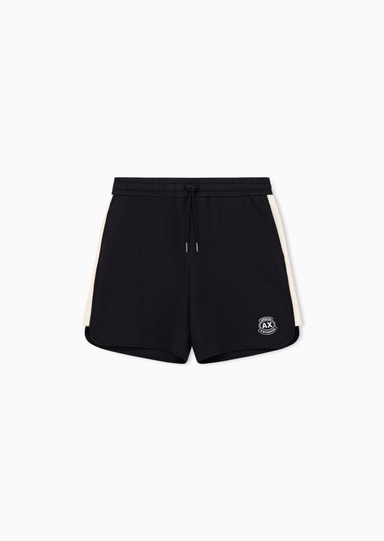 ARMANI EXCHANGE 男士系带直筒条纹刺绣运动复古短裤