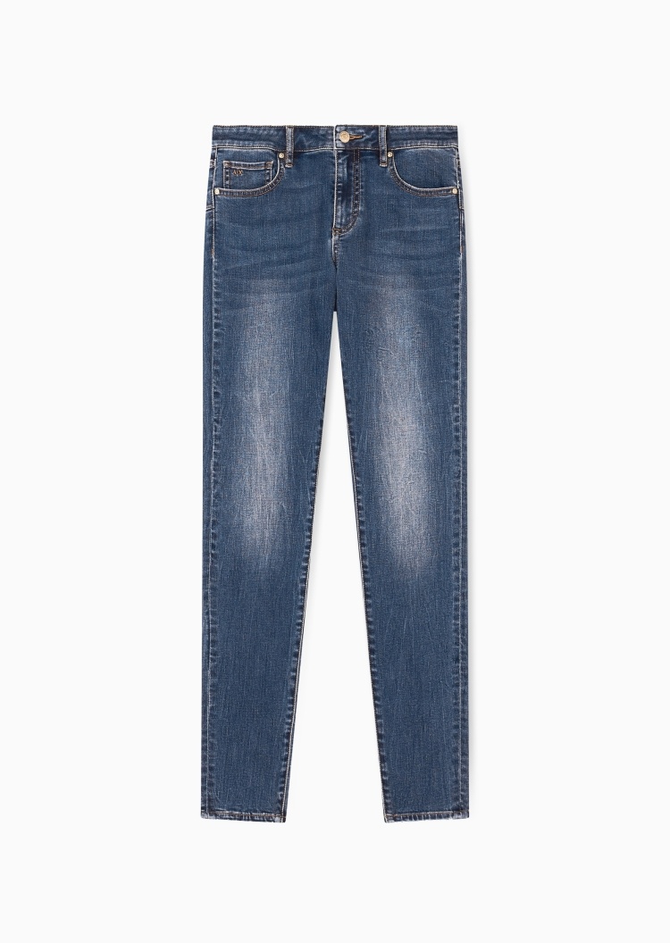 ARMANI EXCHANGE 女士紧身复古水洗微弹薄款中腰牛仔裤