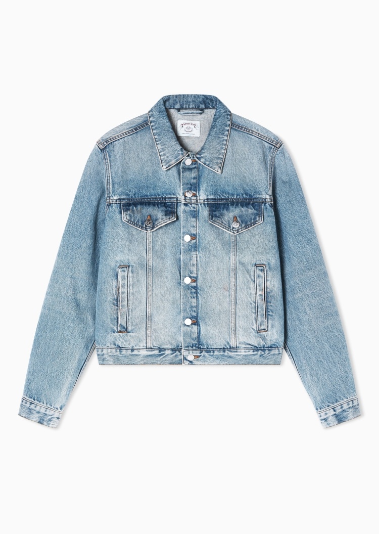 Emporio Armani 男士翻领复古衬衫式牛仔夹克外套