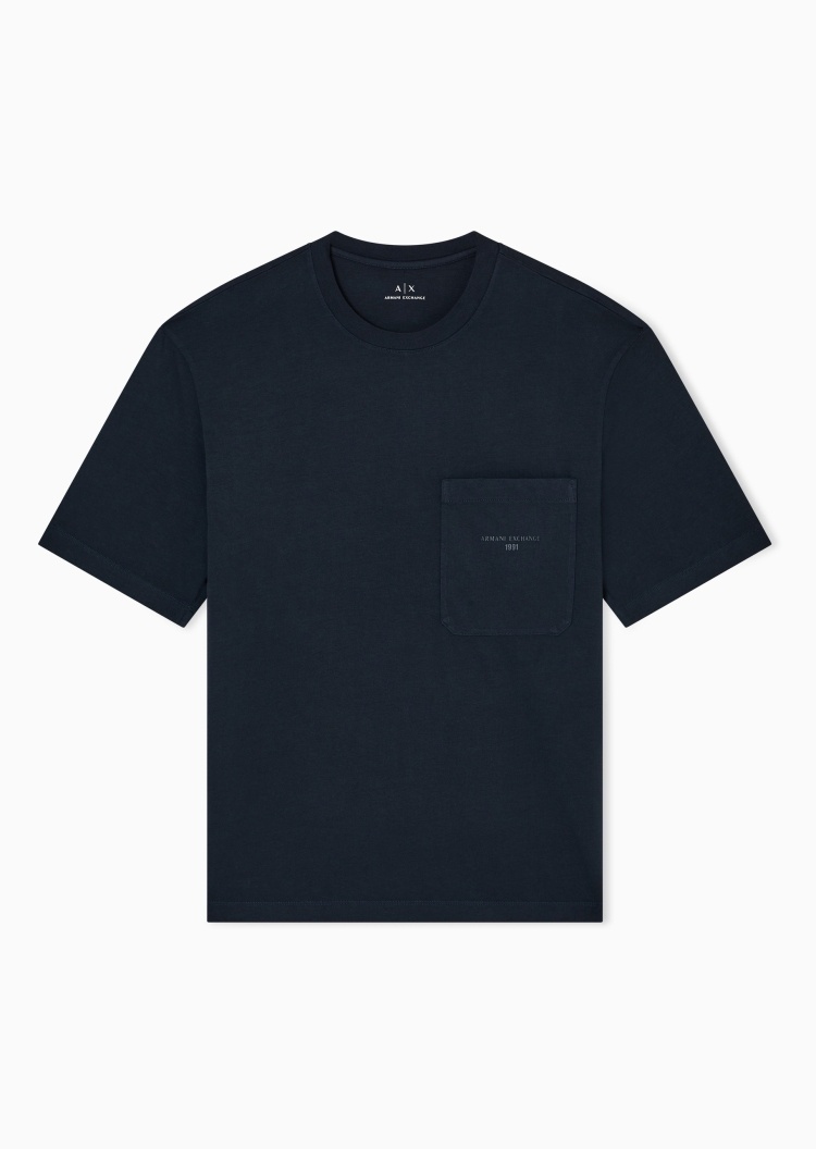 ARMANI EXCHANGE 男士纯棉宽松短袖圆领标识刺绣T恤