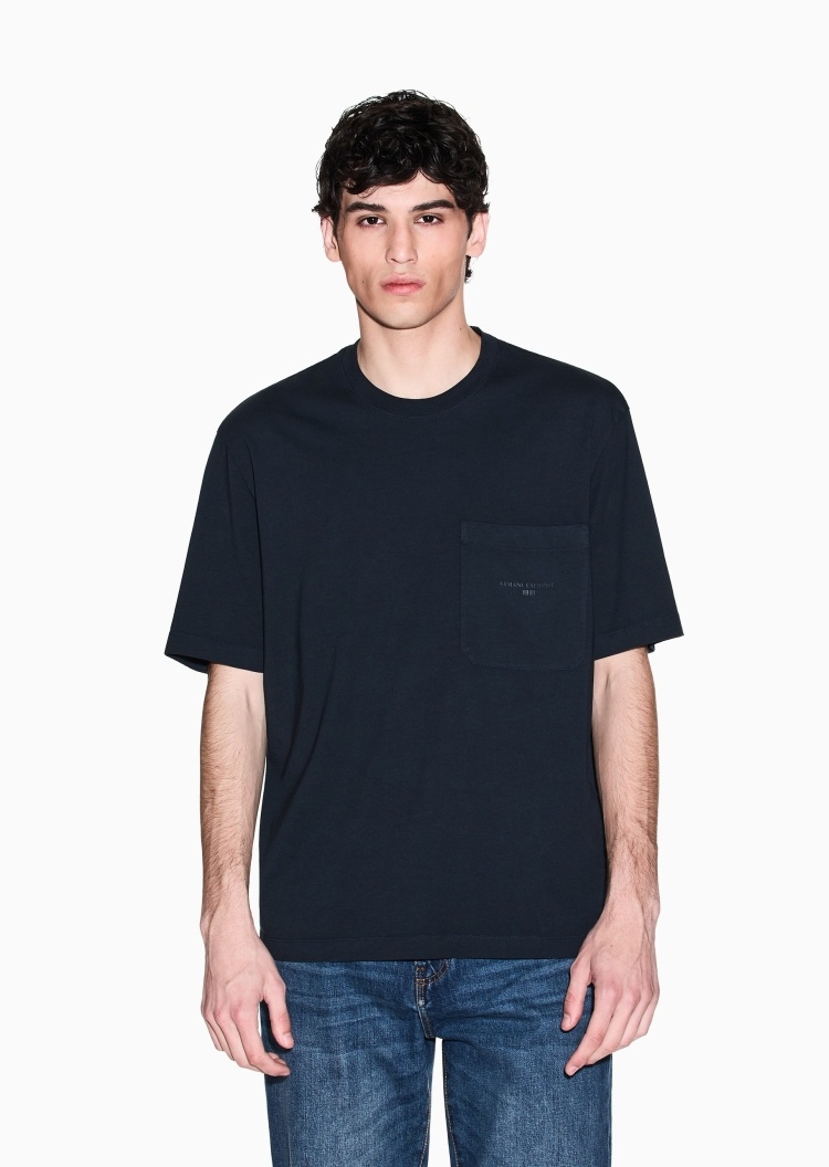 ARMANI EXCHANGE 男士纯棉宽松短袖圆领标识刺绣T恤