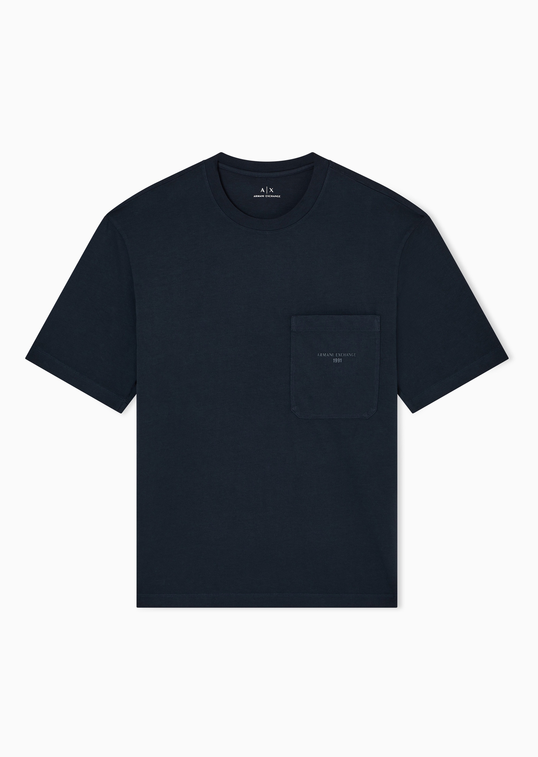 ARMANI EXCHANGE 男士纯棉宽松短袖圆领标识刺绣T恤