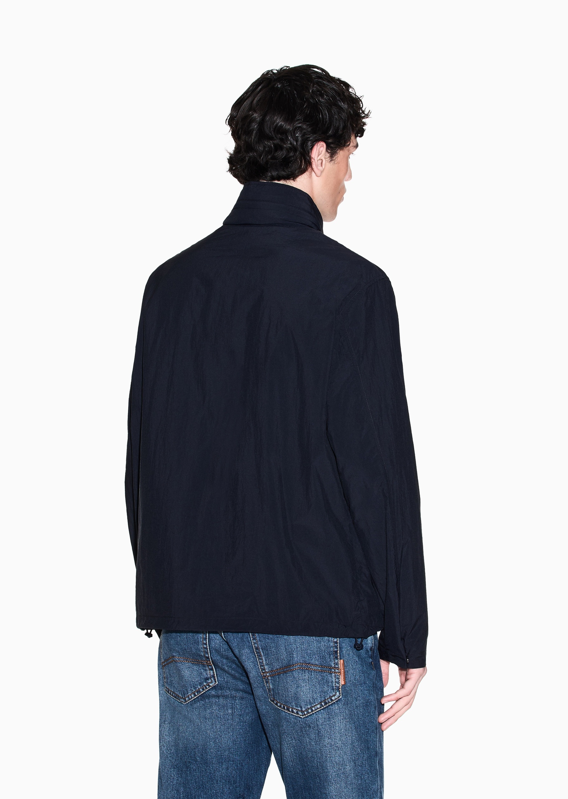 ARMANI EXCHANGE 男士长袖立领双层门襟休闲纯色夹克