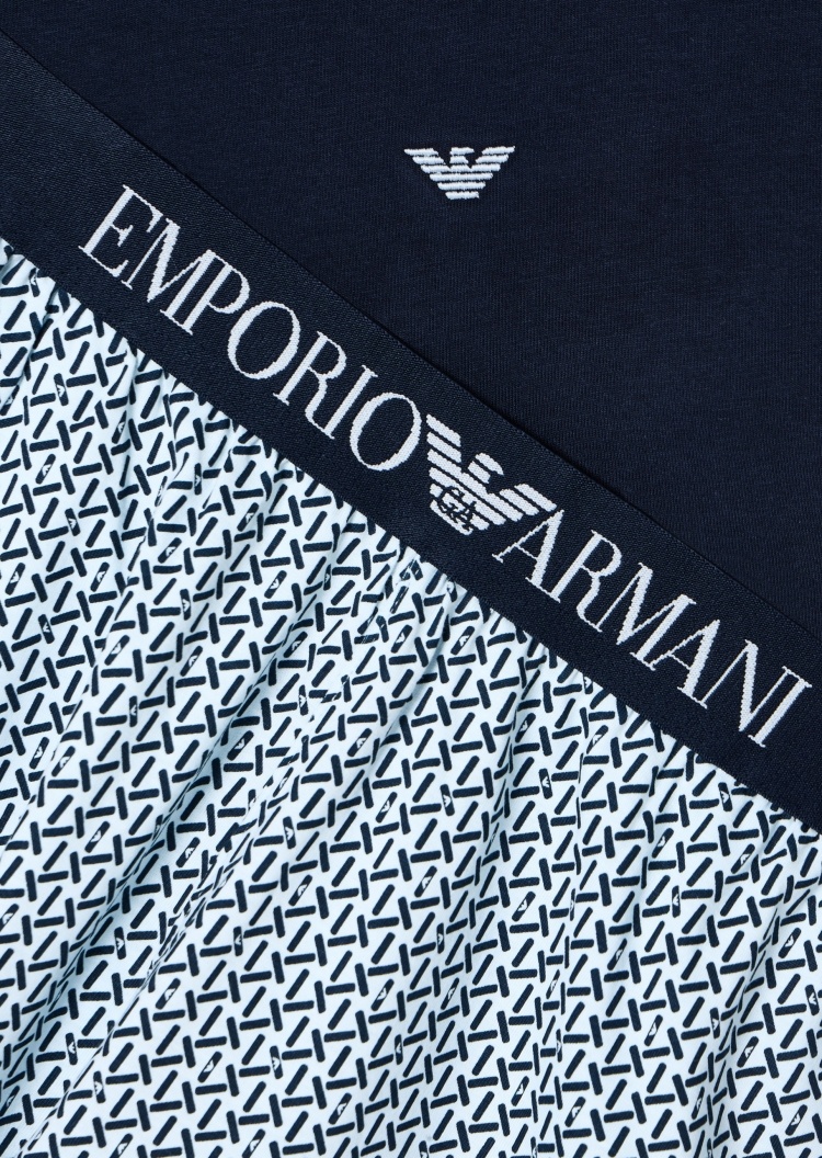 Emporio Armani 男士纯棉短袖T恤印花短裤睡衣套装