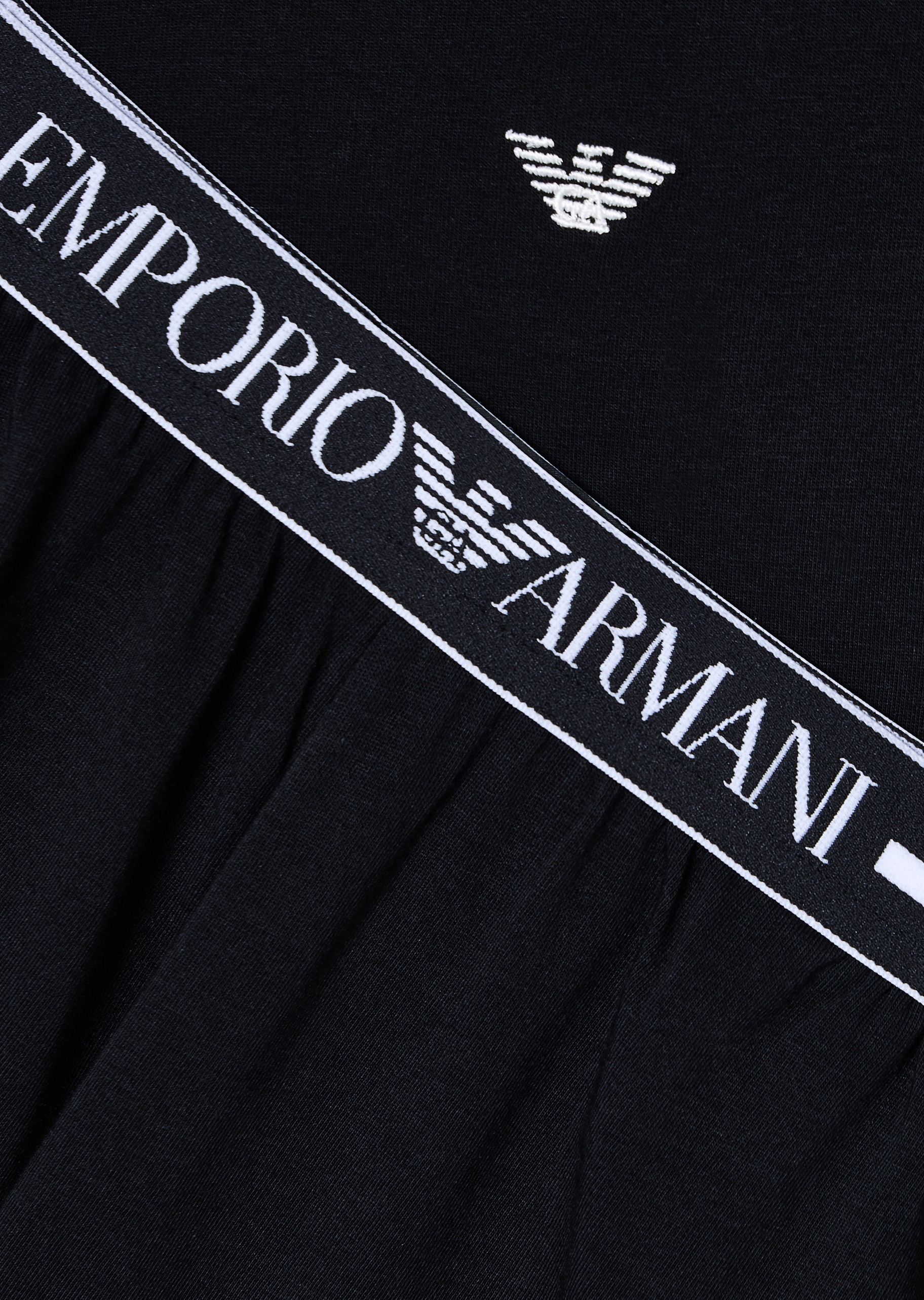 Emporio Armani 女士纯棉弹力圆领短袖T恤短裤刺绣睡衣套装