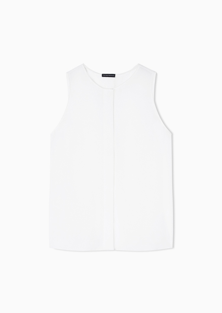 Emporio Armani 女士圆领无袖老钱风商务衬衫上衣