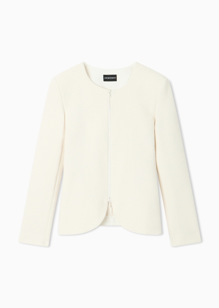 Emporio Armani 女士修身长袖圆领拉链休闲通勤西装外套