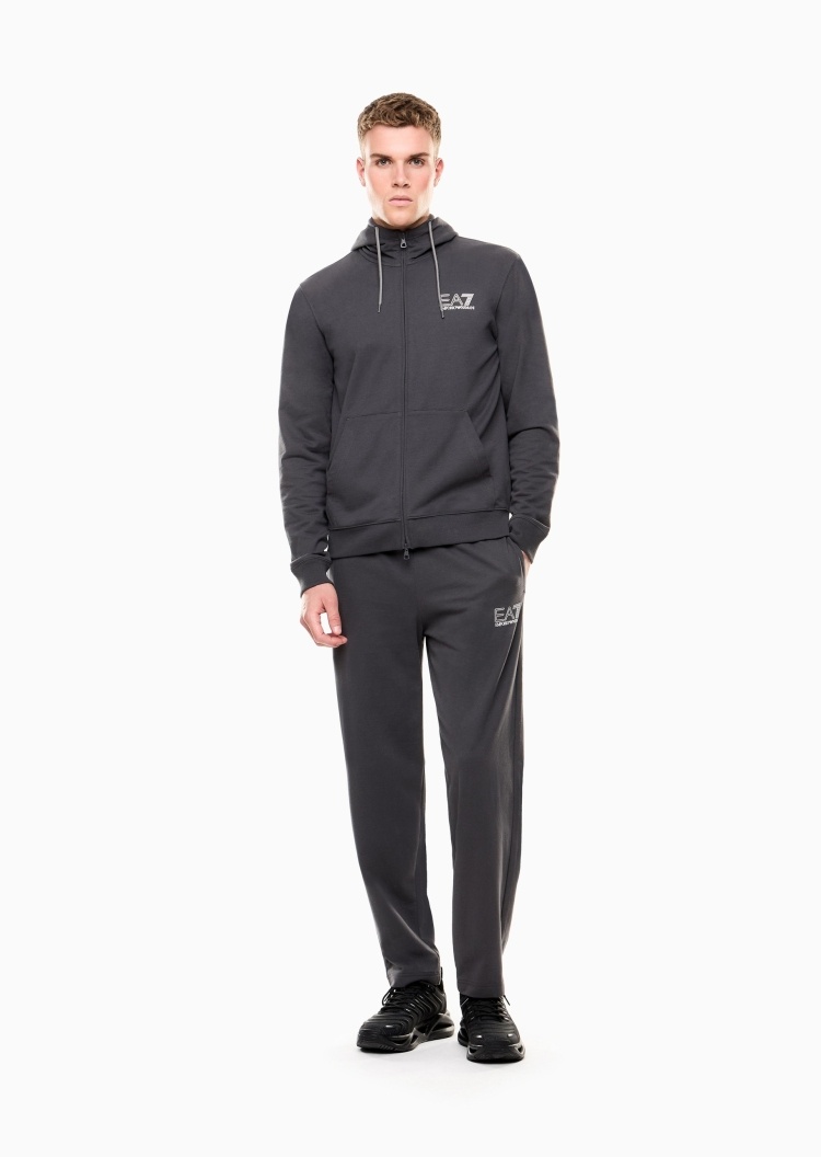 EA7 男士纯棉连帽开衫长裤毛圈印花运动套装