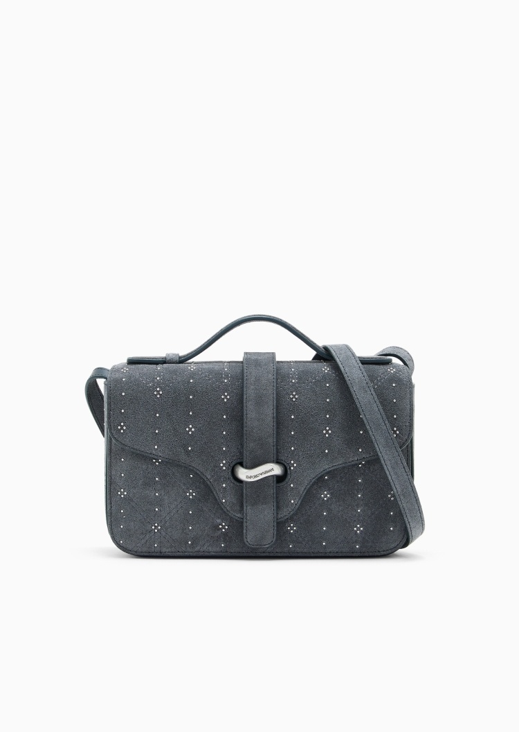 Emporio Armani 女士绒感翻盖休闲通勤单肩斜挎小方包