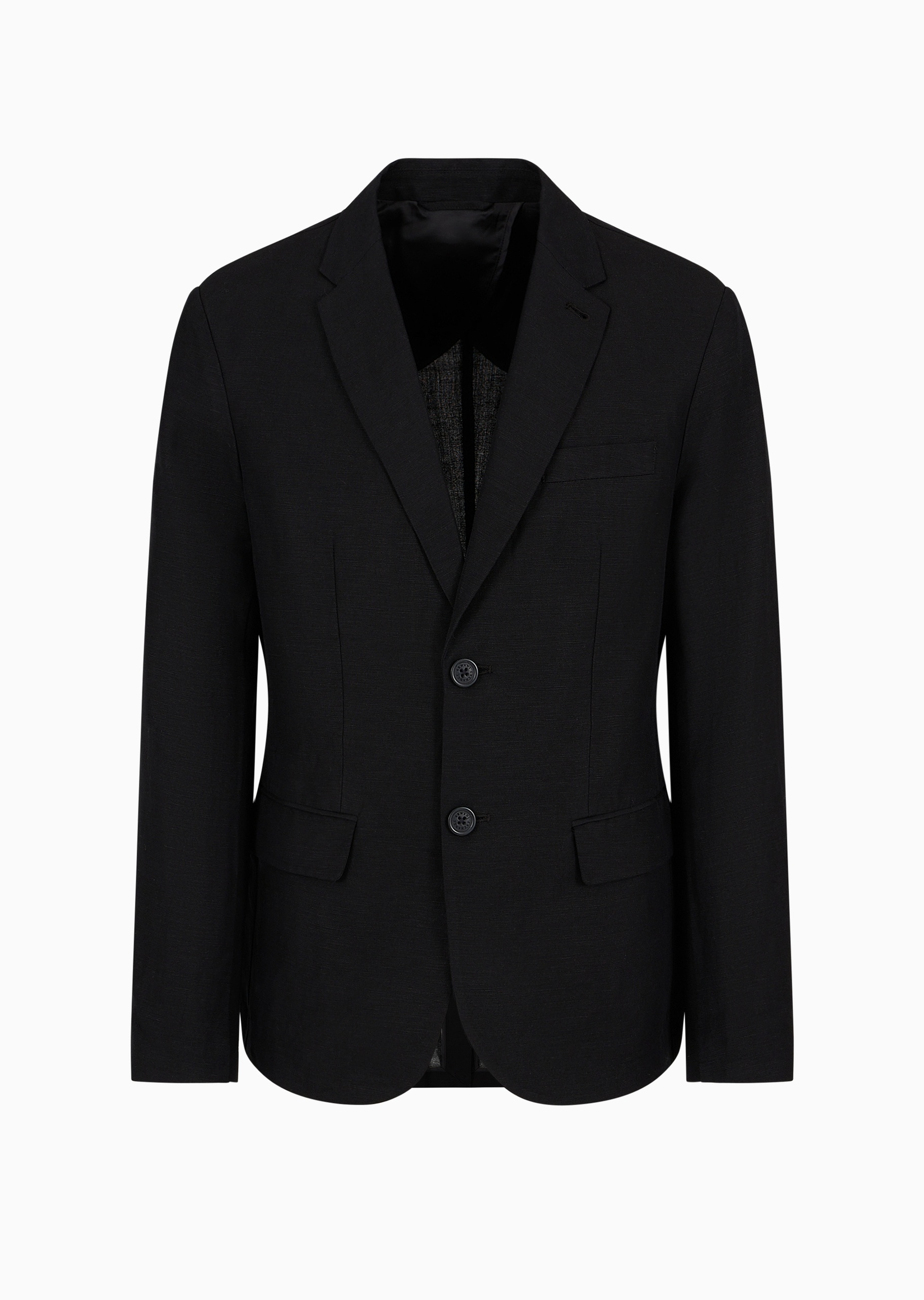 ARMANI EXCHANGE 男士合身长袖平驳领单排扣纯色西装外套