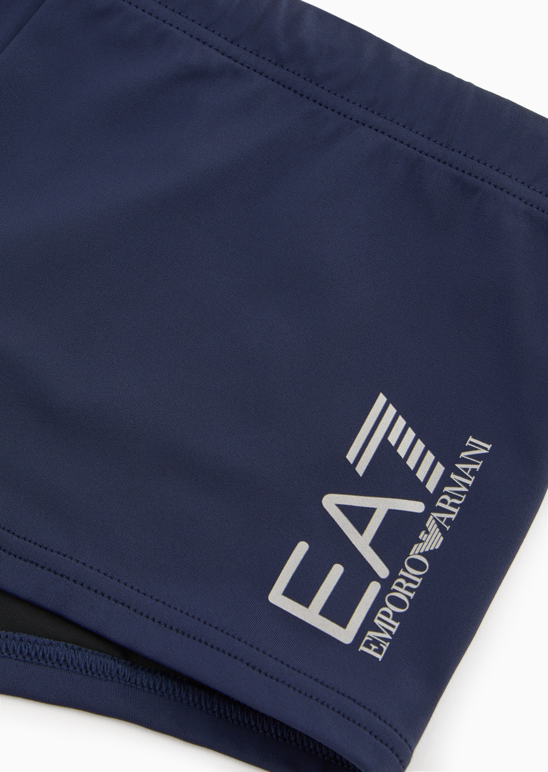 EA7 男士弹力合身松紧腰短款印花运动泳裤