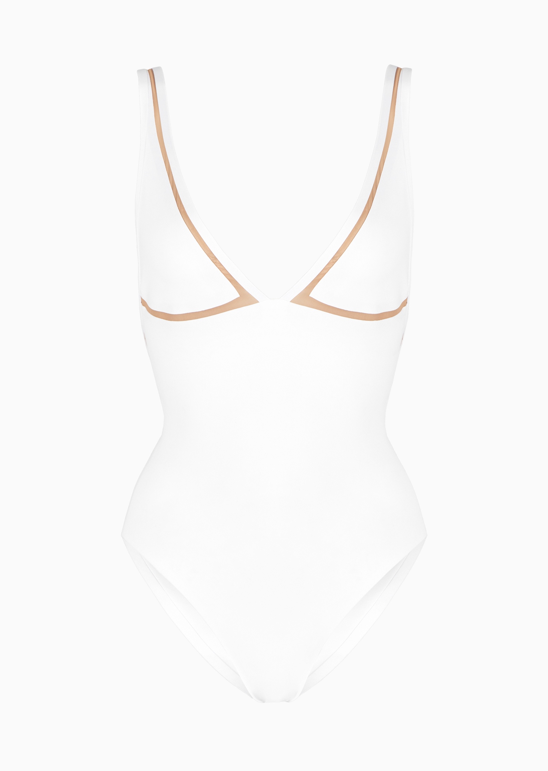 Giorgio Armani 女士弹力修身无袖V领潮流时尚连体泳衣