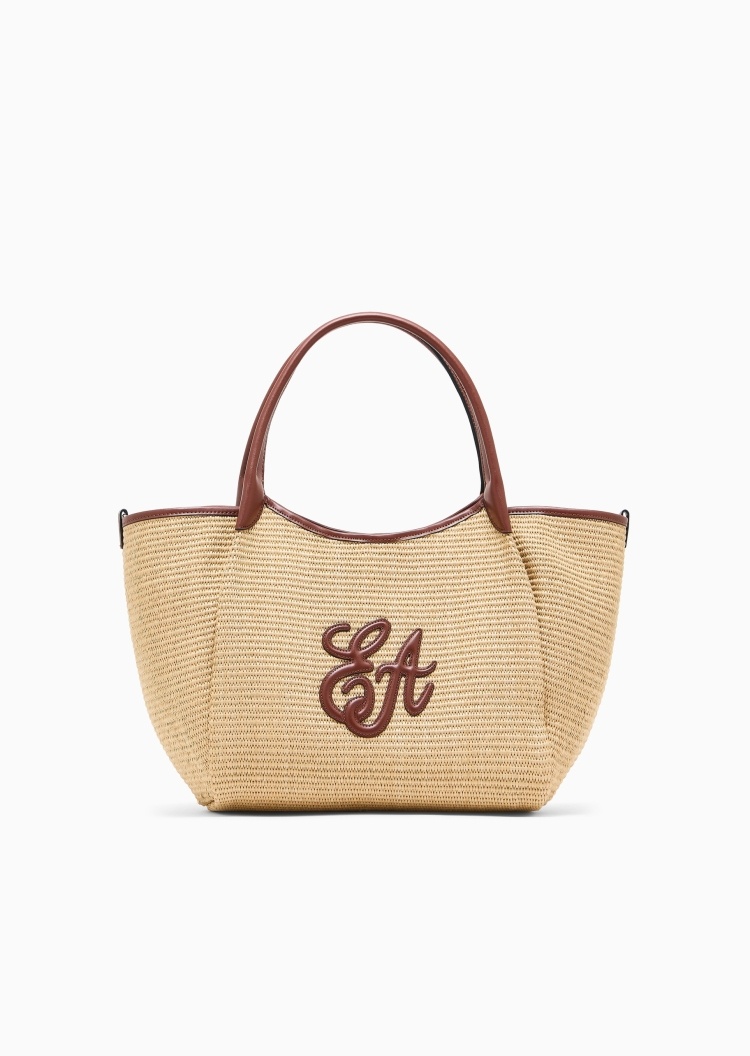 Emporio Armani 女士中号子母包可拆肩带编织手提斜挎托特包