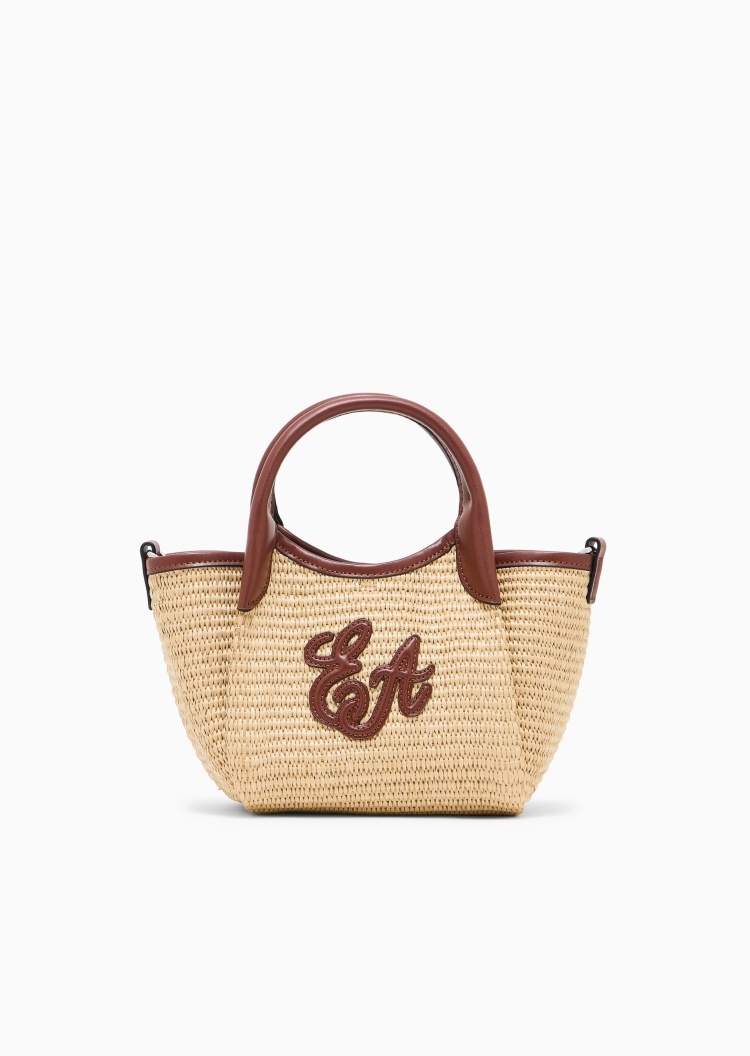 Emporio Armani 女士小号子母包可拆肩带编织手提斜挎托特包