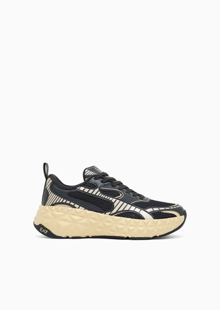 EA7 男女同款系带低帮厚底网面休闲运动鞋