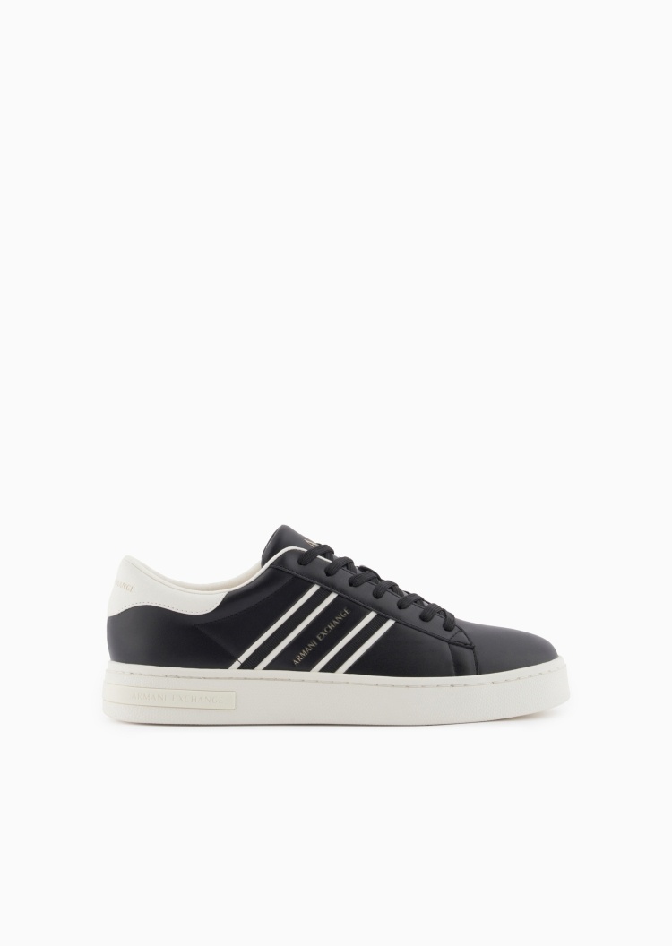 ARMANI EXCHANGE 男士系带低帮平底撞色条纹板鞋休闲运动鞋