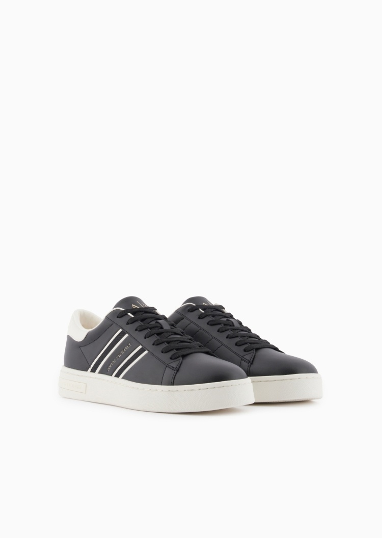 ARMANI EXCHANGE 男士系带低帮平底撞色条纹板鞋休闲运动鞋