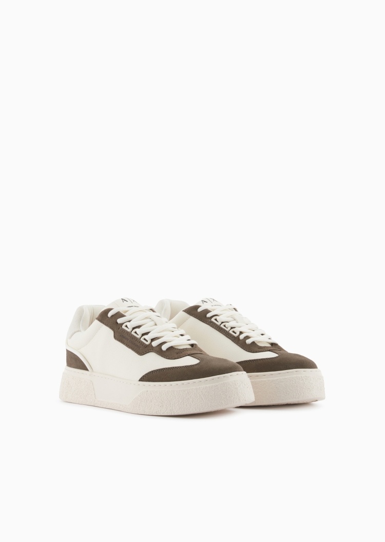 ARMANI EXCHANGE 男士系带低帮T字头平底板鞋运动鞋