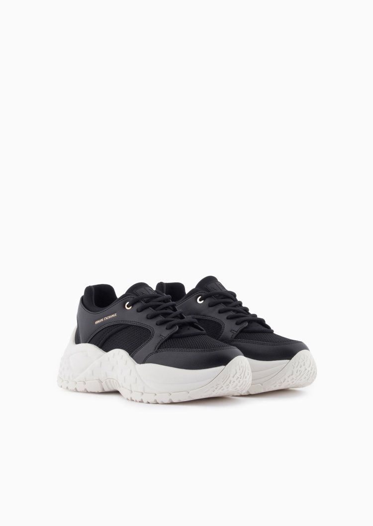 ARMANI EXCHANGE 女士系带低帮厚底网面时尚运动鞋