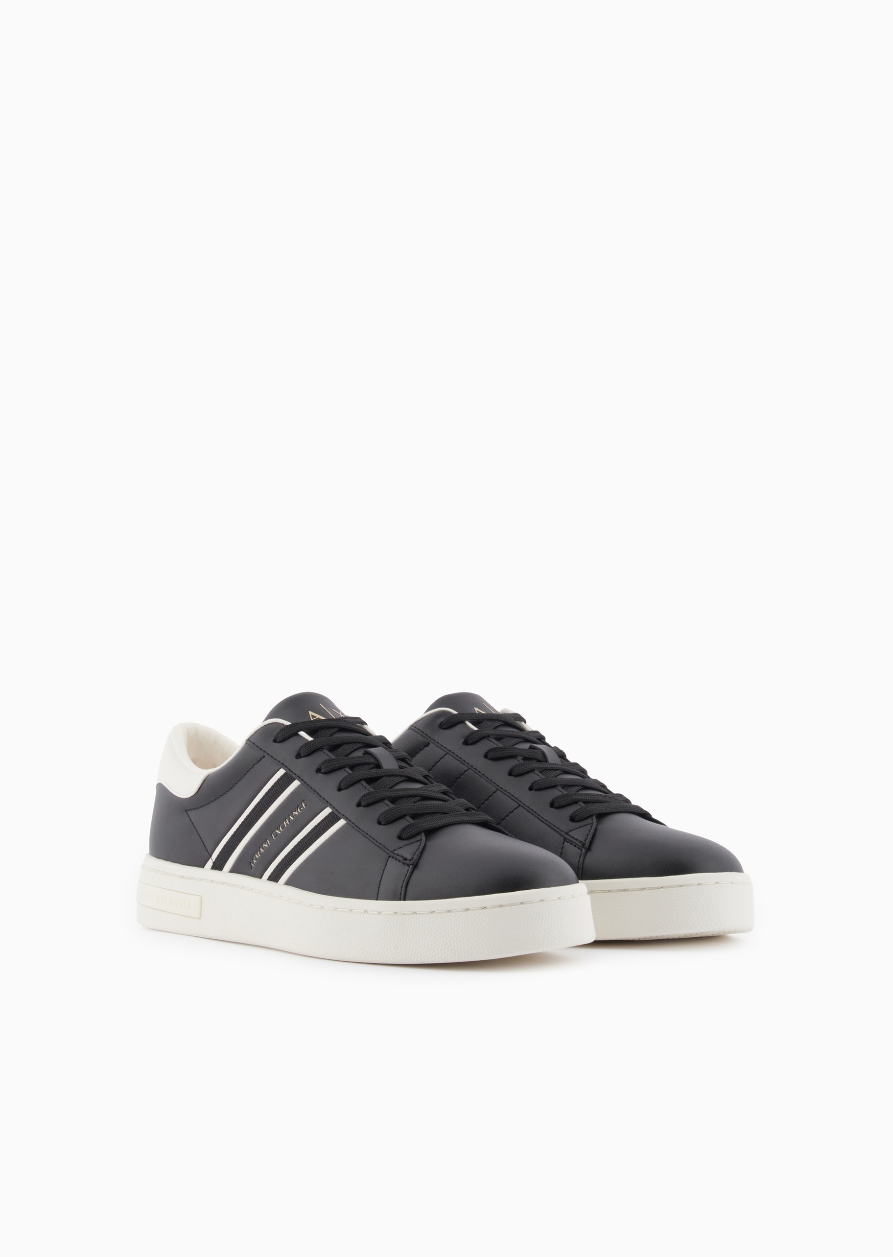 ARMANI EXCHANGE 男士系带低帮平底撞色条纹板鞋休闲运动鞋