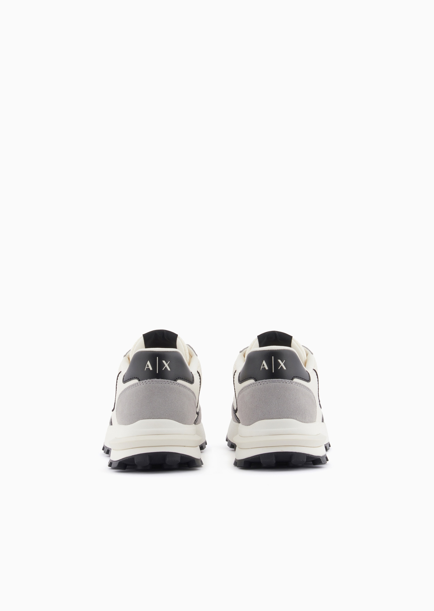 ARMANI EXCHANGE 男士系带低帮厚底网面拼接运动鞋