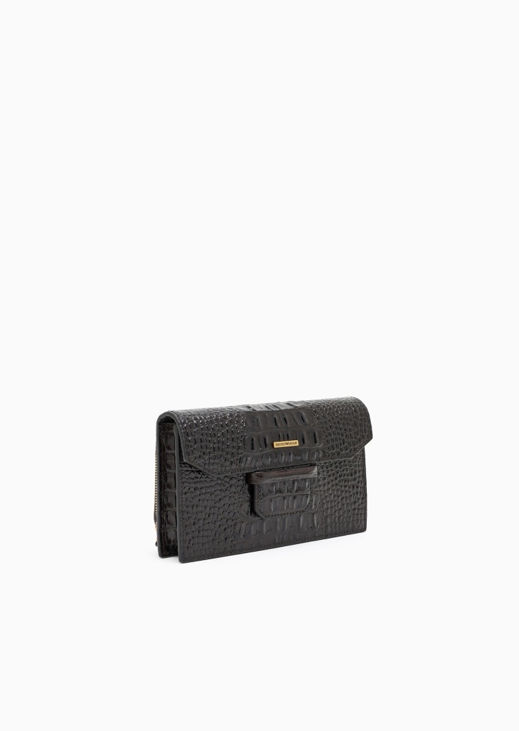Emporio Armani 男士秀场同款牛皮革拉链长款钱包卡包一体