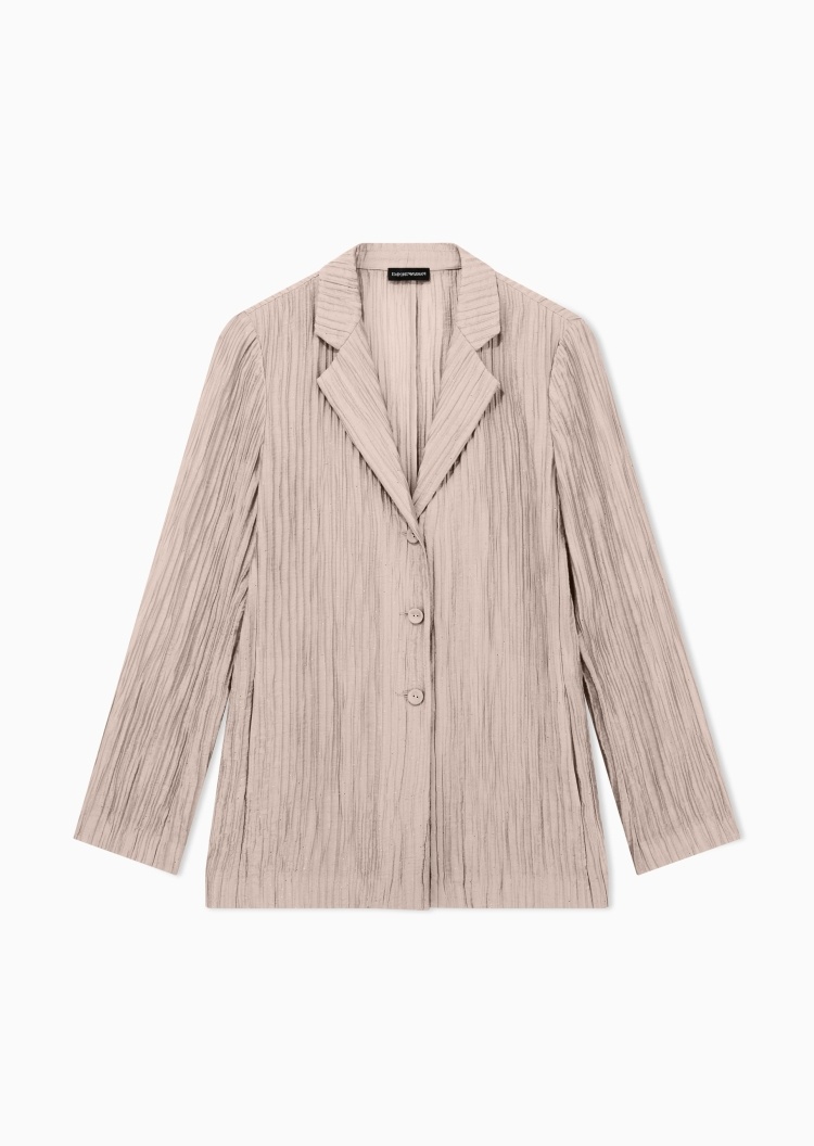 Emporio Armani 女士长袖平驳领单排扣肌理感休闲西装外套