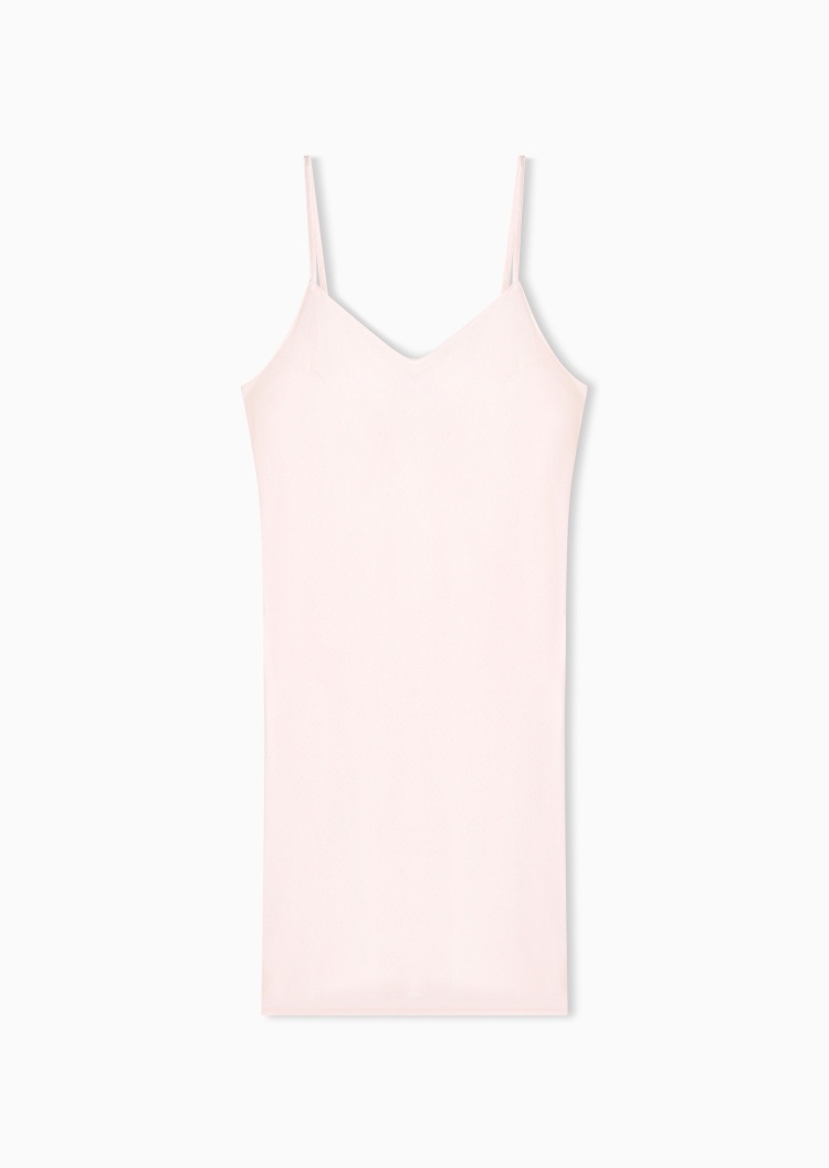 Emporio Armani 女士吊带V领可调节肩带纯色优雅家居睡裙