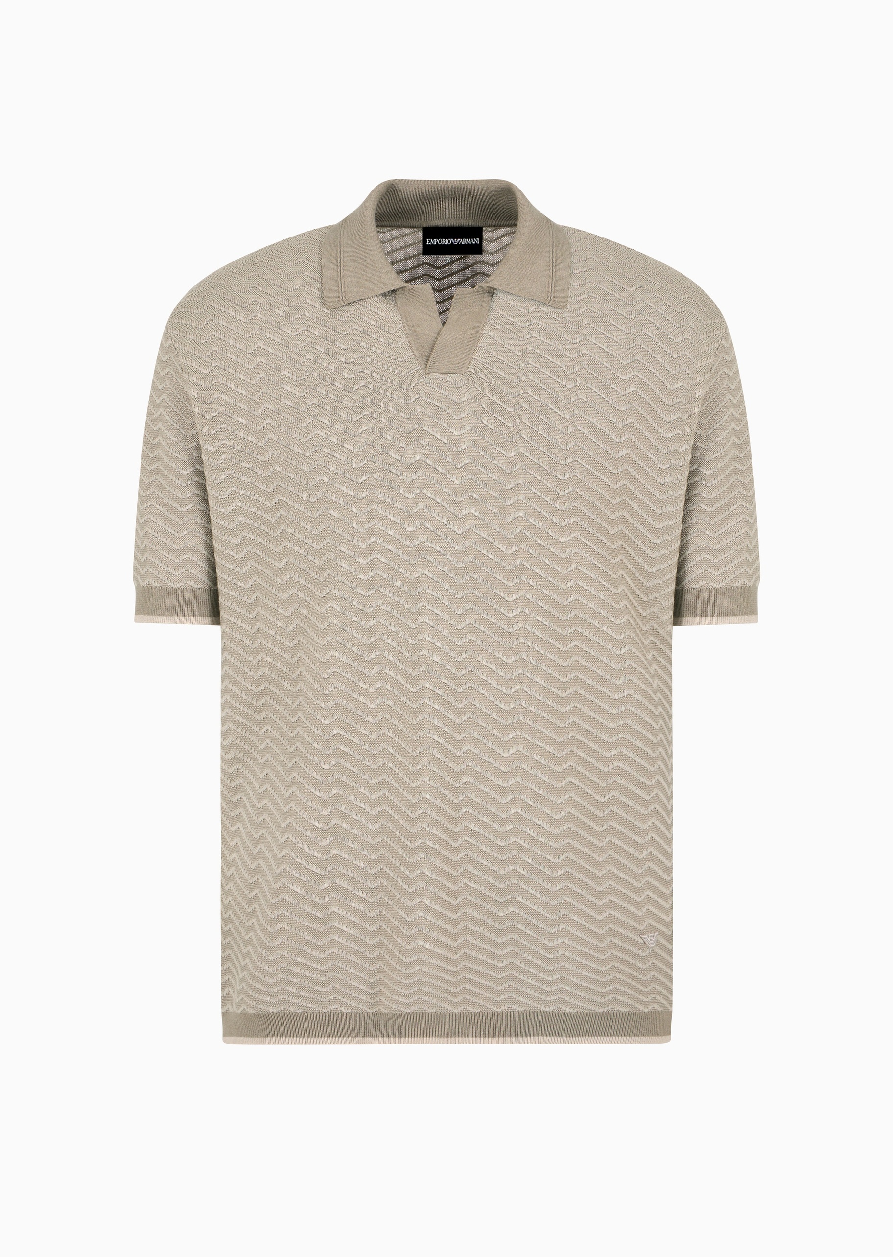 Emporio Armani 男士短袖翻领半开襟条纹提花针织Polo衫