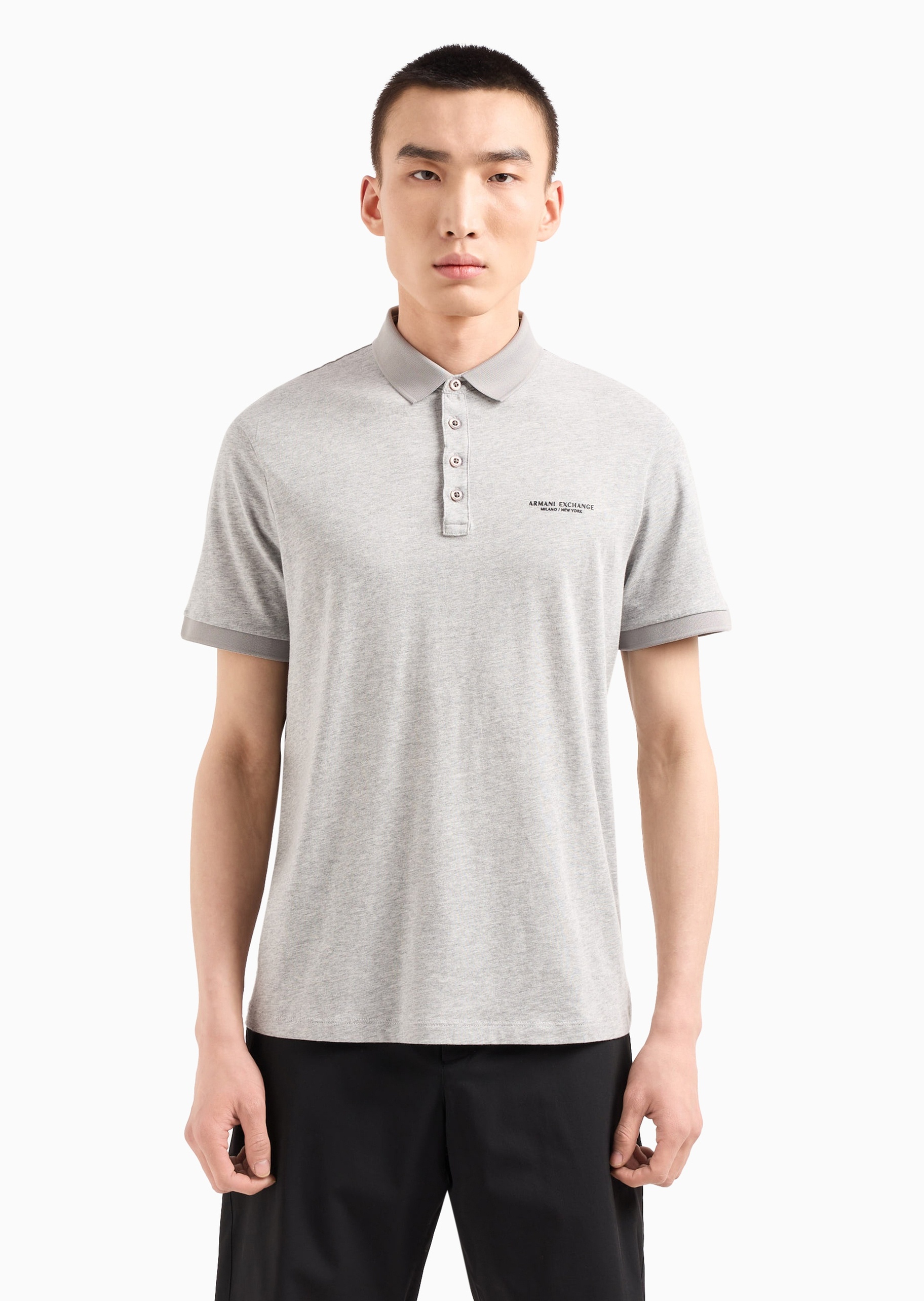 ARMANI EXCHANGE 男士全棉合身短袖翻领简约纯色Polo衫