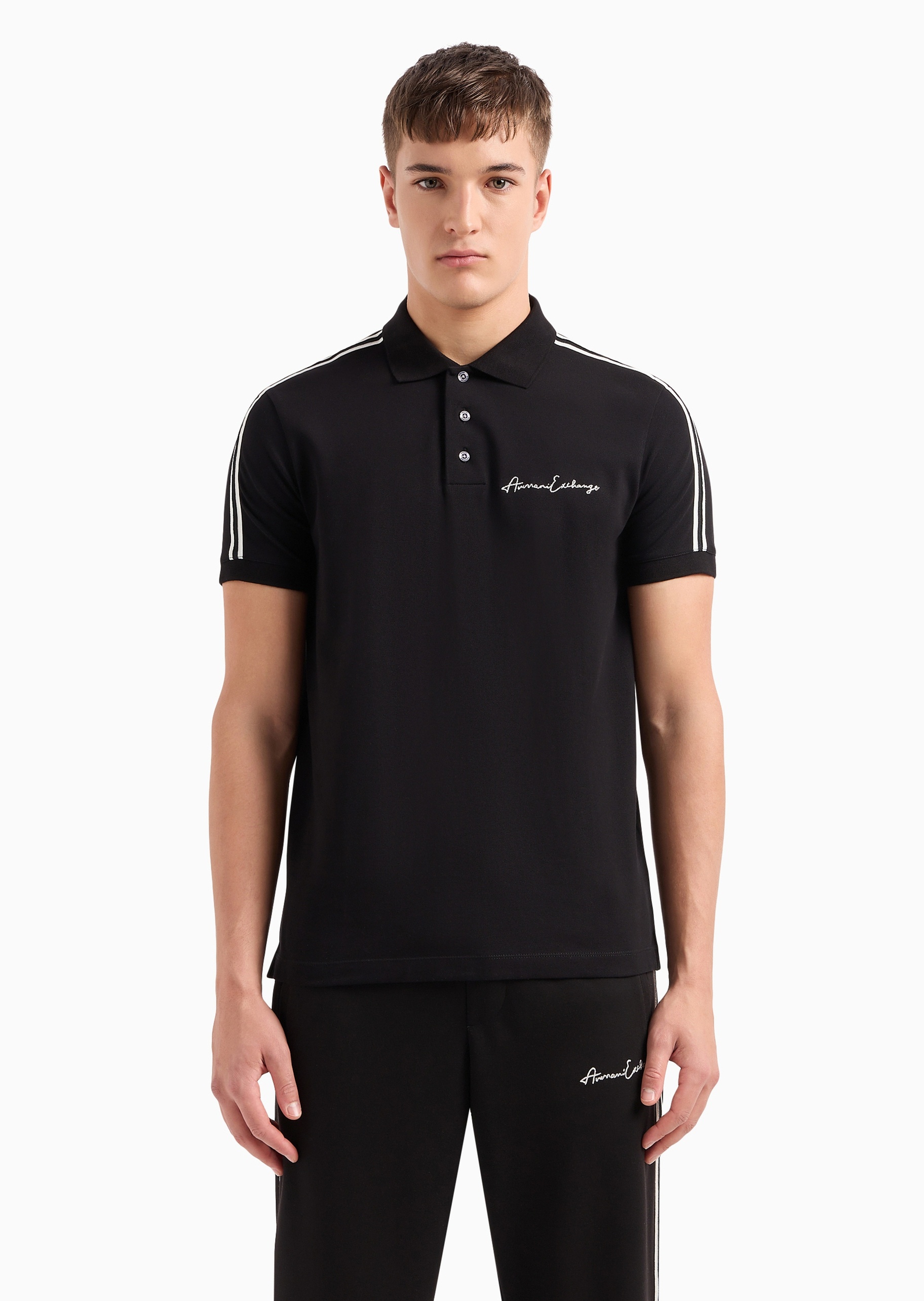 ARMANI EXCHANGE 男士纯棉微弹合身短袖翻领运动Polo衫