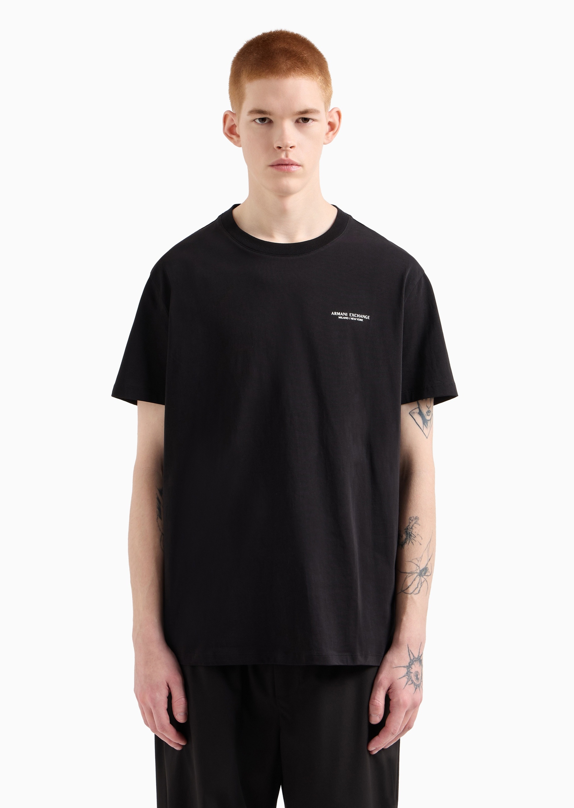 ARMANI EXCHANGE 男士全棉合身短袖圆领简约纯色T恤