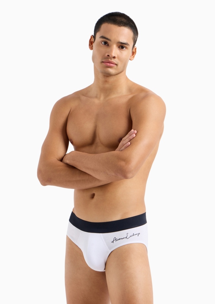 ARMANI EXCHANGE 男士纯棉弹力合身三角撞色腰边内裤