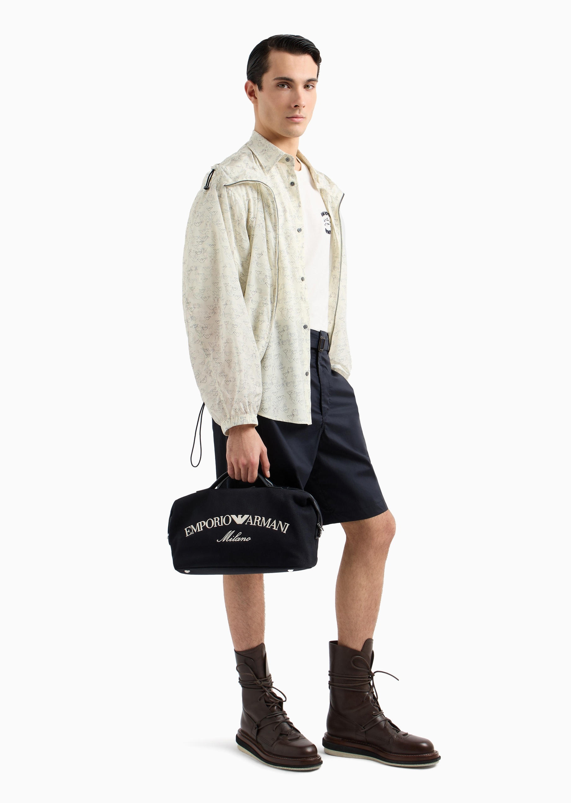 Emporio Armani 男士全棉合身短袖圆领趣味刺绣休闲T恤