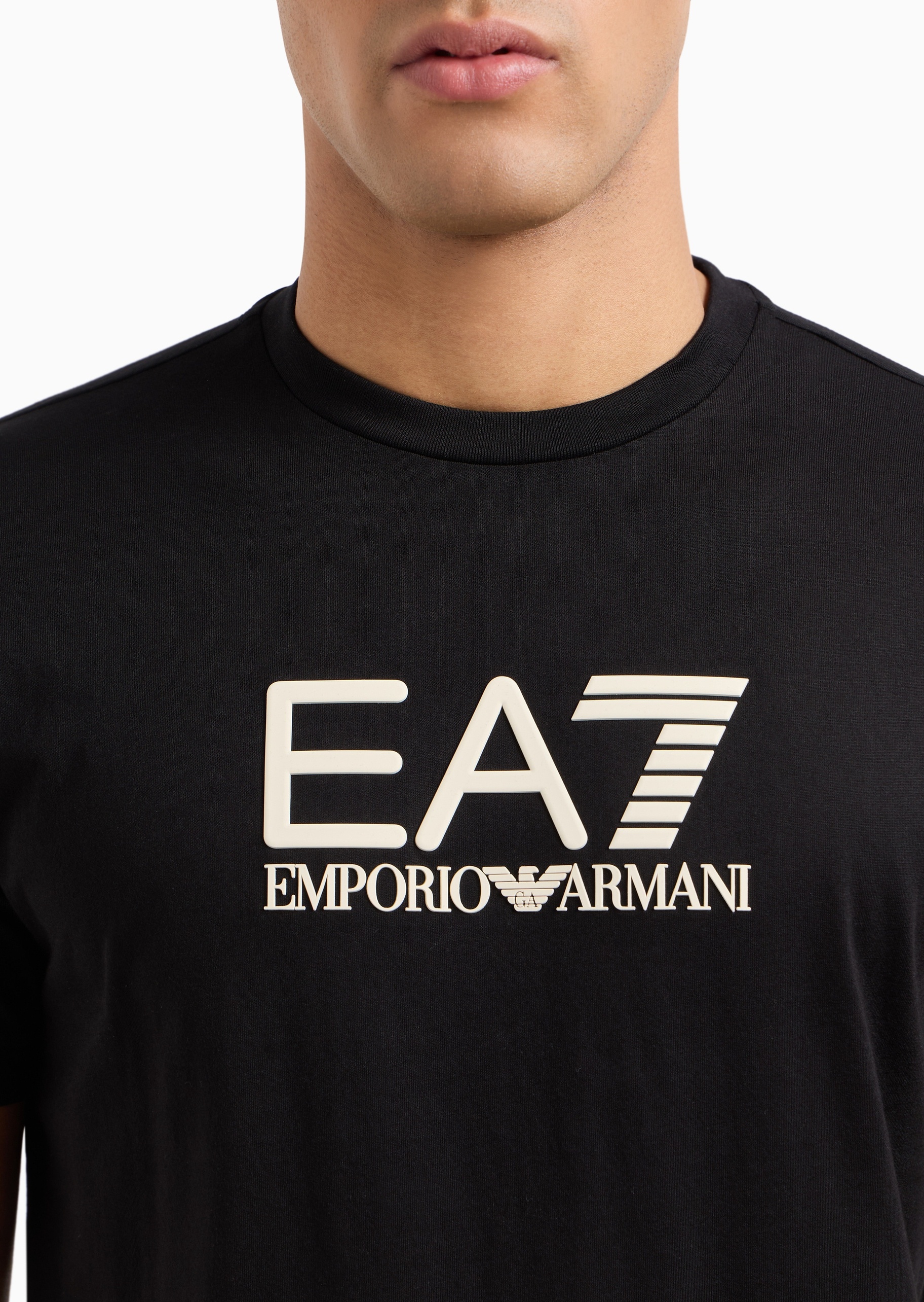 EA7 男士全棉合身短袖圆领正肩健身训练T恤
